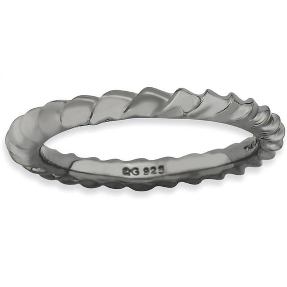 Sterling Silver Black-Plated Domed Ring