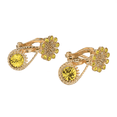 thumbnail image 2 of Yoursfs Vintage Crystal Clip on Drop Earrings for Women Faux Topaz Flower Teardrop Dangle Earring Gold Plated Clip Earrings Prom Jewelry for Bridal Wedding, 2 of 8