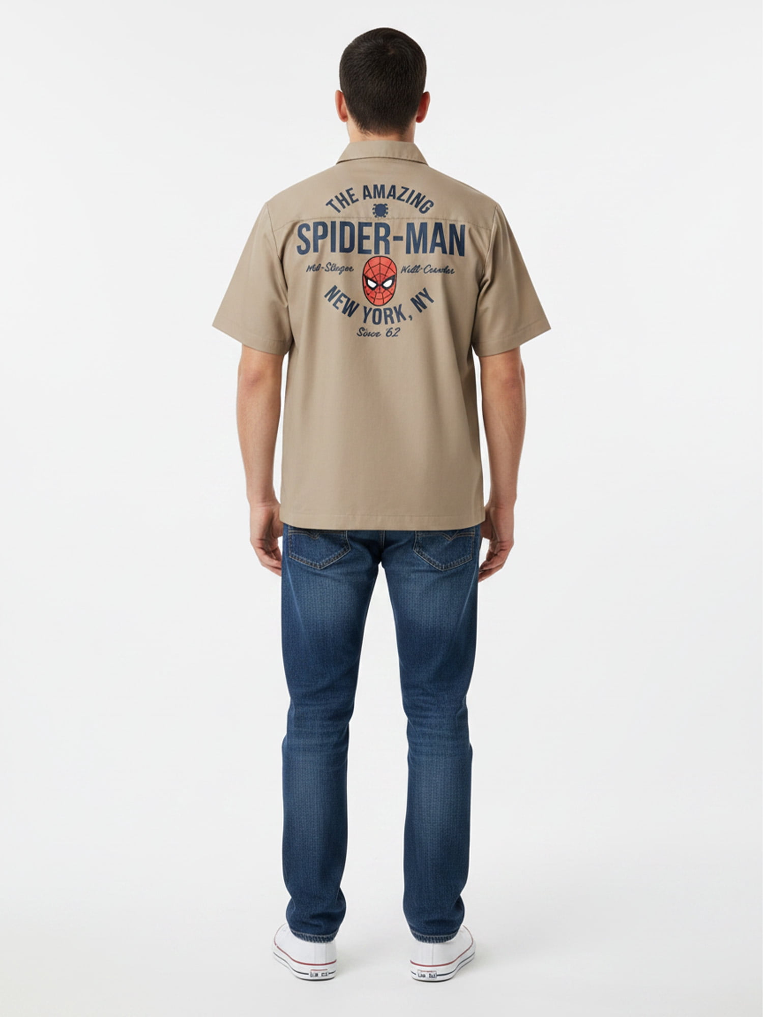 Spider-Man Men's & Big Men's Mechanic Shirt, Sizes XS-3XL