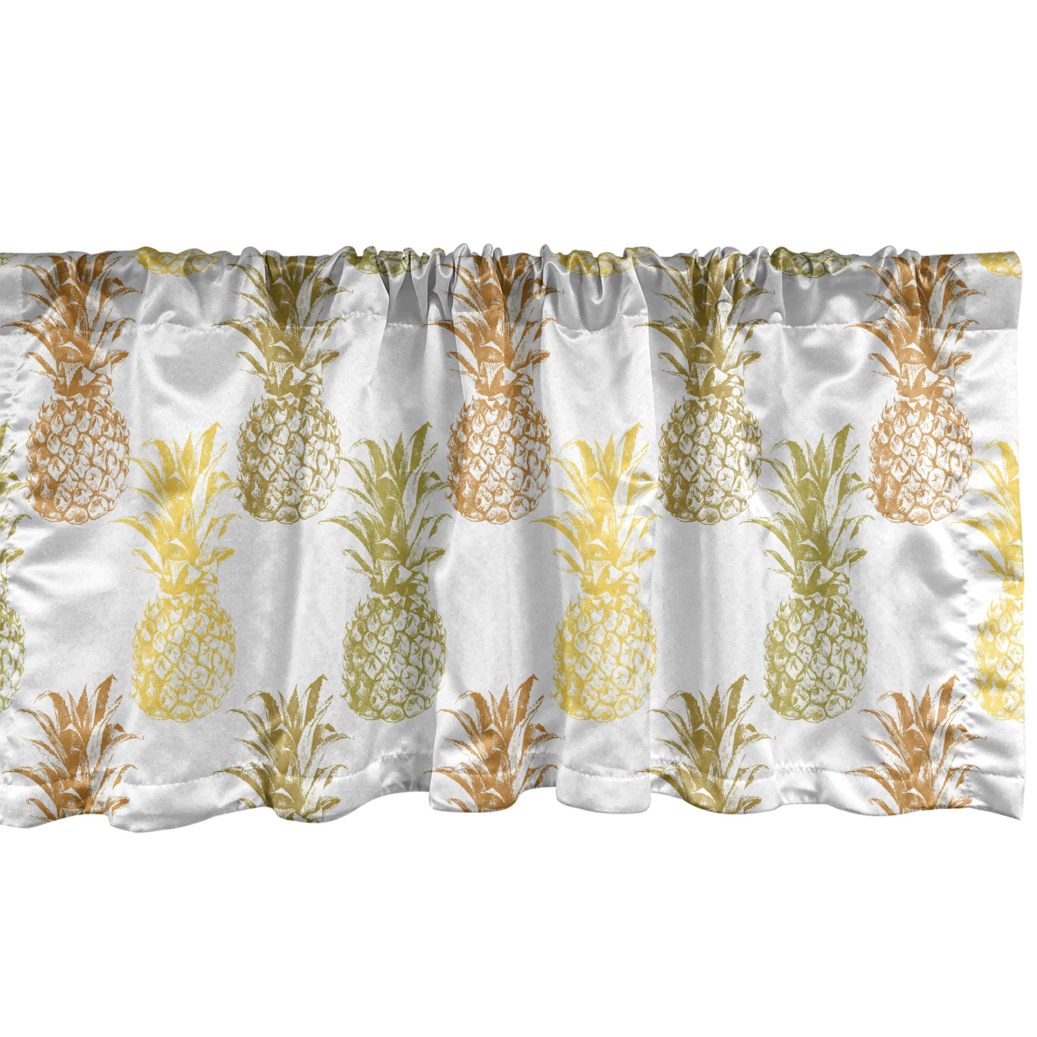 Ambesonne Pineapple Window Valance, Hand Drawn Simply Sketched Stamp