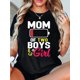 thumbnail image 1 of Women's "MOM OF TWO S & a " Graphic T-Shirt - Playful Battery Icon Design, Soft Stretch Crew Neck Casual Top, Machine Washable Spring/Summer Tee for Mothers, Mom Tshirt, Playful Print, Nontransparent, 1 of 6