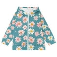 thumbnail image 4 of SELONE Girls Lightweight Hooded Jackets with Pockets Hooded Lightweight Zipper Floral Long Sleeve Fall Winter Outwear Green 7 Years, 4 of 5