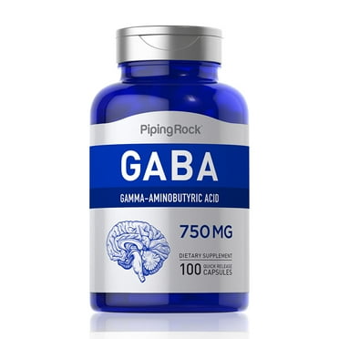 GABA 750mg | 100 Capsules | Gamma-Aminobutyric Acid Supplement | Non-GMO, Gluten Free | By Piping Rock