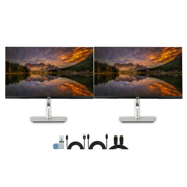 2 x Dell Pro 27" Plus P2725QE 4K UHD USB-C Hub IPS Monitor- New Model | (3840 x 2160) 100Hz Refresh Rate, 5ms Response, | Height Adjustable Anti-Glare Screen + Cleaning Kit, for Office, or Home Setup