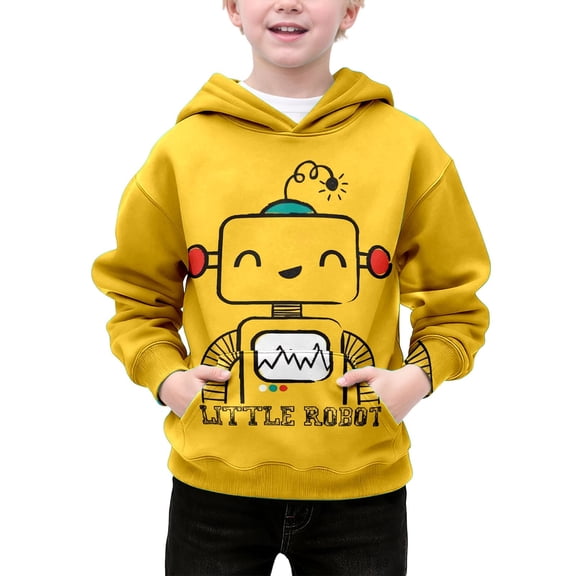 Byoo Toddler Boys Robot Printed Hoodie with Kangaroo Pocket Hooded Sweatshirt Child Classic Sweatshirts,4-5T
