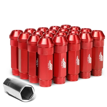 J2 Engineering LN-T7-026-125-RD J2 Engineering 7075 -T6 Forged Aluminum M12 x 1.25 20Pcs 70mm Open -End Lug Nut w/ Socket Adapter ( Red )