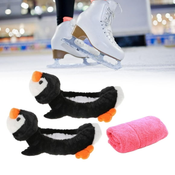 Cubiertas de cuchillas para patines de hielo, cubierta para patinaje, ropa elástica portátil para patines, Protector de cuchillas para patines, acceso Pingüino Rosa Rosa