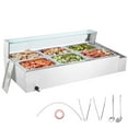 thumbnail image 2 of Electric Stainless Steel Food Warmer - 6 Compartment 8Qt Buffet Server with Glass Lid, Commercial Countertop Heater, 2 of 11