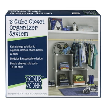 Your Zone 3 Cube Closet Organizer - Silver - Kids Room Organizer - Easy to assemble