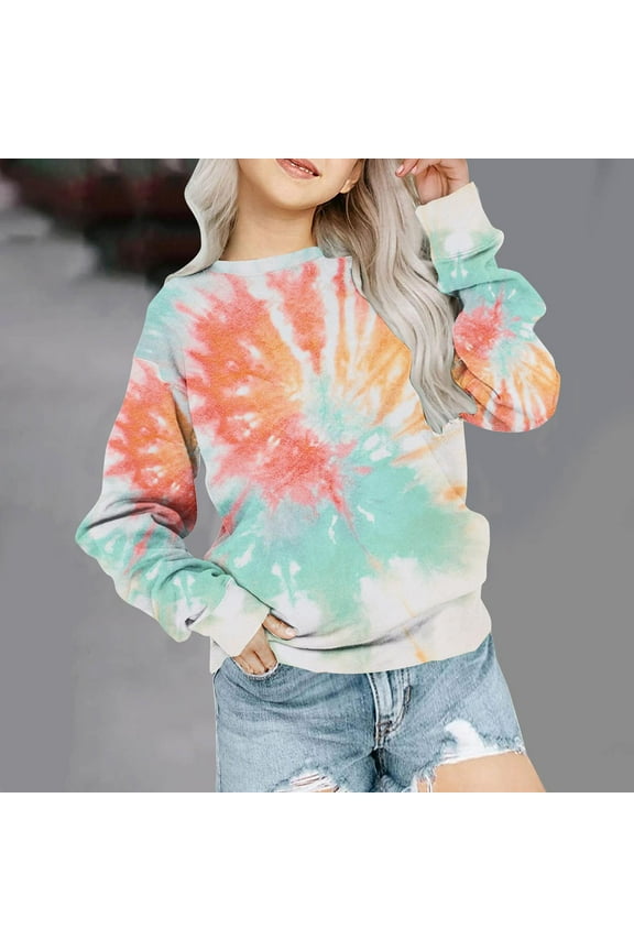 Girls Sweatshirts- Soft Long Sleeve Trendy Kids Tops Spring Clothes 2024 Multicolor Size 9-10 Years