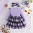 thumbnail image 5 of Sopiago Baby Toddler Girl Fall Winter Clothes Christmas Outfit Xmas Plaid Dress Christmas Dress Purple (6-9 Months), 5 of 7