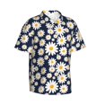 thumbnail image 2 of Balery Daisy Floral Print Men's Hawaiian Shirts Short Sleeve Beach Shirt Relaxed Fit Vacation Button Down Shirts-Large, 2 of 9