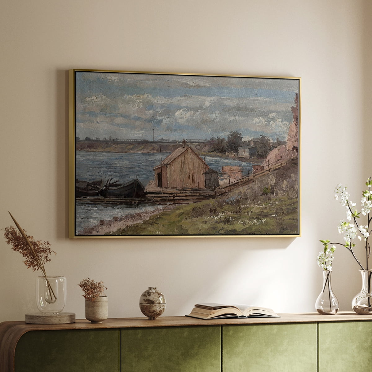 Vintage Landscape-CCCLVII By Wexford Home Framed in Gold Wood Gallery Wrapped Canvas 17 in. x 25 in.