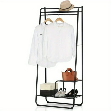 Heavy-Duty Freestanding Clothing Rack with Storage Shelf, Metal Garment Organizer for Bedroom