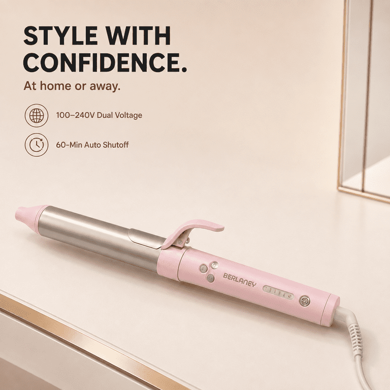 Berlaney 1.25" Automatic Rotating Curling Iron, Pink photo 5