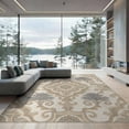 thumbnail image 2 of ODIKA Beige Palmette Grey Border Featuring Motif Neutral Boho Large Non-Slip Chair-Friendly Floor for Dining Room, Under Table, Office, 2 of 7