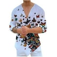 thumbnail image 1 of Chemise à Manches Longues pour Hommes Mode Décontractée Col en V Pull Imprimé T-Shirt Blouse, 1 of 9
