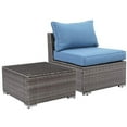 thumbnail image 2 of Cozyhom 2 Pieces Outdoor Patio Armless Sofa With One Coffee Table, Wicker Terrace Sofa, Outdoor Corner Seating, Blue., 2 of 16