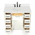 thumbnail image 6 of Ariel Hepburn 43 In. Oval Sink Vanity With White Quartz Countertop In White, 6 of 10