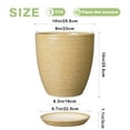thumbnail image 4 of 10 inch Round Indoor Planter,Ribbed Ceramic Plant Pot with Drip Tray Drainage,Modern Decor Pot for Indoor Trees & Large Plants, Glossy Yellow, 4 of 8