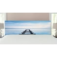 thumbnail image 1 of Landscape Headboard, Old Jetty in the Lake with Blue Sky Horizon Landscape Calm Nature Picture, Upholstered Decorative Metal Bed Headboard with Memory Foam, King Size, Blue White Brown, by Ambesonne, 1 of 4