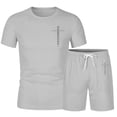 thumbnail image 4 of IWRICH Summer Outfits for Men 2 Piece Solid Color Short Sleeve Shirts and Shorts Sets Light Gray XXXL, 4 of 4