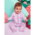 thumbnail image 2 of Garanimals Baby Girl Cotton Footed Sleep & Play Pajamas, Graphic Prints, 2-Pack, Newborn–9M, 2 of 8