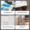 thumbnail image 2 of IRIS USA Chariot de Rangement à Tiroirs en Plastique, avec Roues et Roulettes, 10 Tiroirs, pour Fournitures d'Art et d'Artisanat en Classe Commode Garde-Robe Salle de Bain Buanderie, Blanc/transparent, 2 of 8