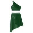 thumbnail image 5 of Doomiva Women's Lyrical Dance Dress Rhinestone Crop Top with Skirted Leotard Ballet Dance Outfit Green XL, 5 of 6