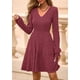 thumbnail image 2 of Vestido PRETTYGARDEN Otoño 2025 Cuello en V Manga Larga Rojo Vino 2XL, 2 of 8