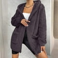 thumbnail image 2 of AherBiu Fleece Cardigan for Women Pajamas Coats Open Front Fuzzy Warm Hoodie Homewear Outwear with Pockets, 2 of 7