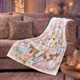 thumbnail image 6 of Springtime Bunny Flower Basket Scene Easter, Festive Botanical Garden Scene, Warm Flannel Blanket for Sunroom and Reading Nook, Garden Lovers Easter Gift, Festive Home Decor, 6 of 9