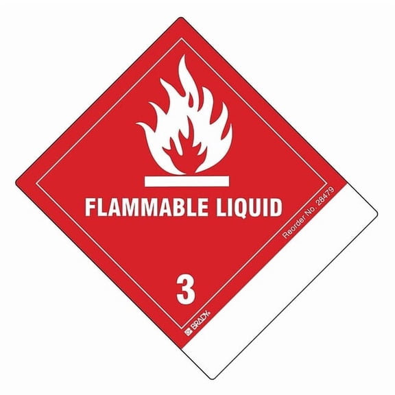 Brady Flammable Liquid Shipping Labels 4-1/2", White, Pk100 28479LS