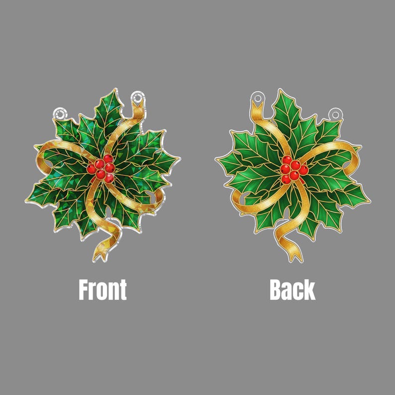 ViciArt Holographic Holly Leaves Acrylic Suncatcher – Christmas Window Hanging, Holiday Decor Ornament
