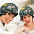 thumbnail image 6 of Shower Caps,Green Dinosaurs ChristmasTrees Socks Pattern Waterproof Shower Cap for Women 4 Pieces,Double Reusable Hair Cover for Shower PEVA Elastic Stretch Hem, 6 of 7