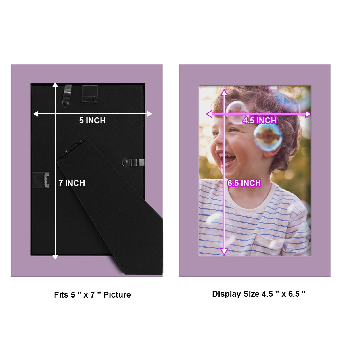 Modern Real Wood 5x7 inch Picture Frame in Violet
