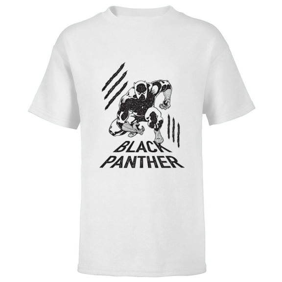 Marvel Black Panther Classic Comic Clawmarks Distressed - Short Sleeve T-Shirt for Kids - Customized-White
