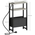 thumbnail image 3 of Narrow Side Table with Charging Station Slim End Table Sofa with Magazine Rack, Bedside Table for Small Spaces, 3 Tier Nightstand for Living Room Couch, Bedroom Oak Grey LET503QE, 3 of 5