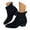 Black, variant on YLYL Women's Ankle Boots Pointed Toe Chunky Heel Side Zipper Fashion Casual Motorcycle Riding Boot