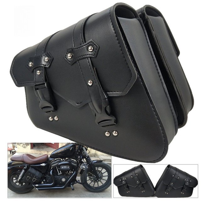 Bolso colgante retro para motocicleta, de cuero sintético de color sólido, sencillo y resistente al desgaste