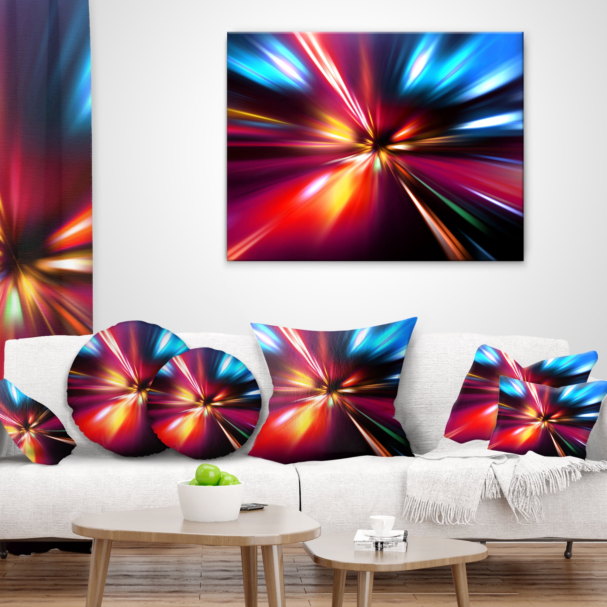 Designart Speed Motion in Night - Abstract Throw Pillow - 18x18