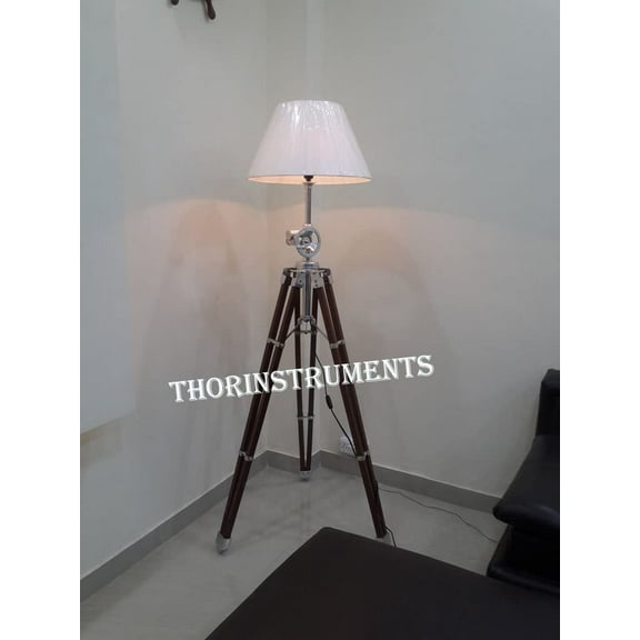 THOR BRAND Solid Heavy Duty Wood Brown Tripod Floor Lamp Stand