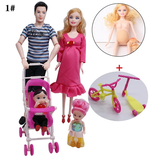 Poupées de Famille Ensemble Maman Enceinte Doll avec Papa Doll Poupées et Accessoires