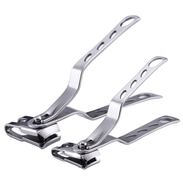 Cortaúñas con cabezal giratorio de 360 grados - Cortaúñas de acero inoxidable para uñas de manos y pies, tamaño grande y pequeño (plata) Adepaton WMZL-395-1