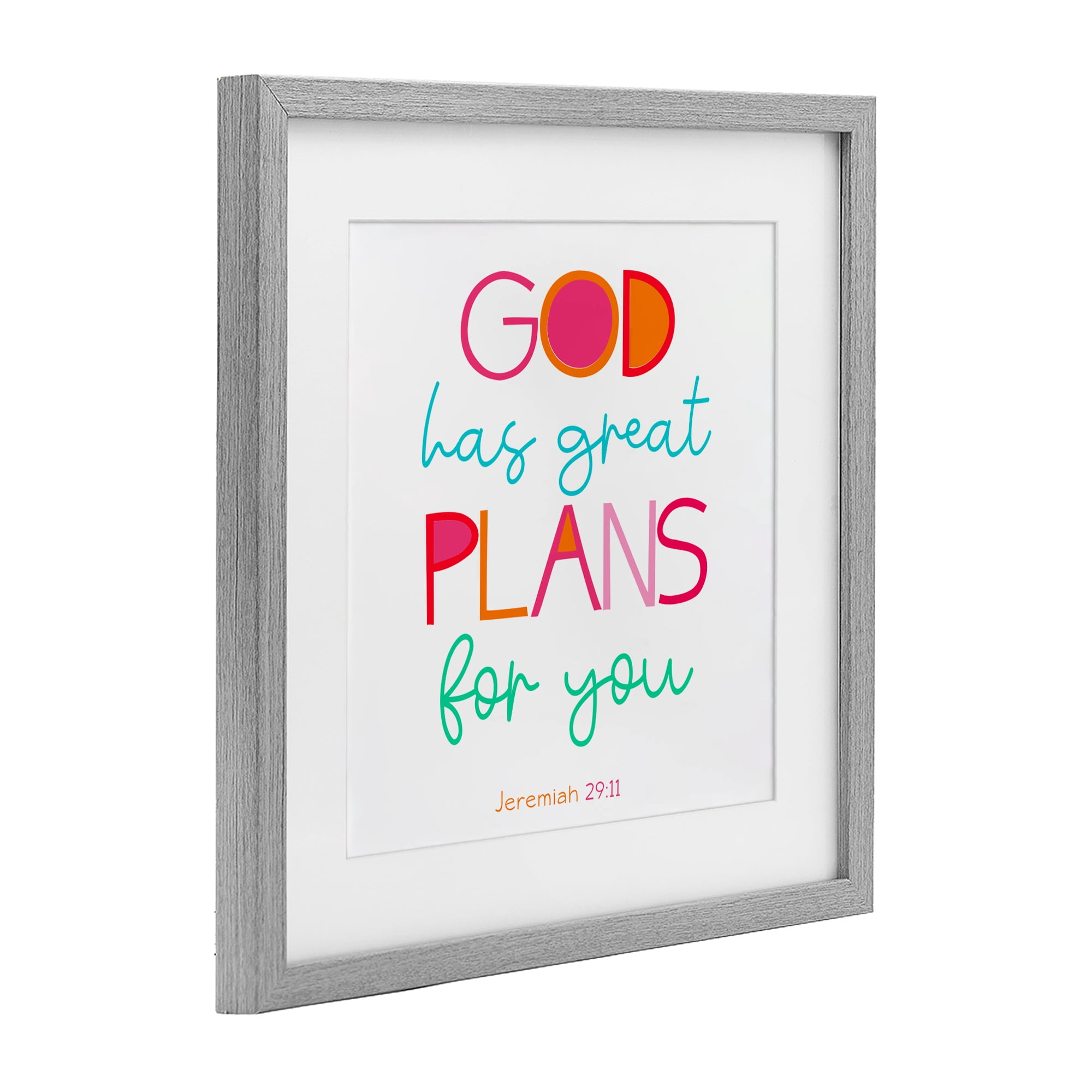 Stupell Industries Whimsical God's Plans For You Gray Framed Print Under Glass, design by SD Graphics Studio