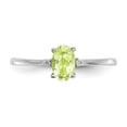 thumbnail image 5 of 14K White Gold Ring Band with Stones (08) August Peridot Oval Green Diamond Round, Size 7, 5 of 5