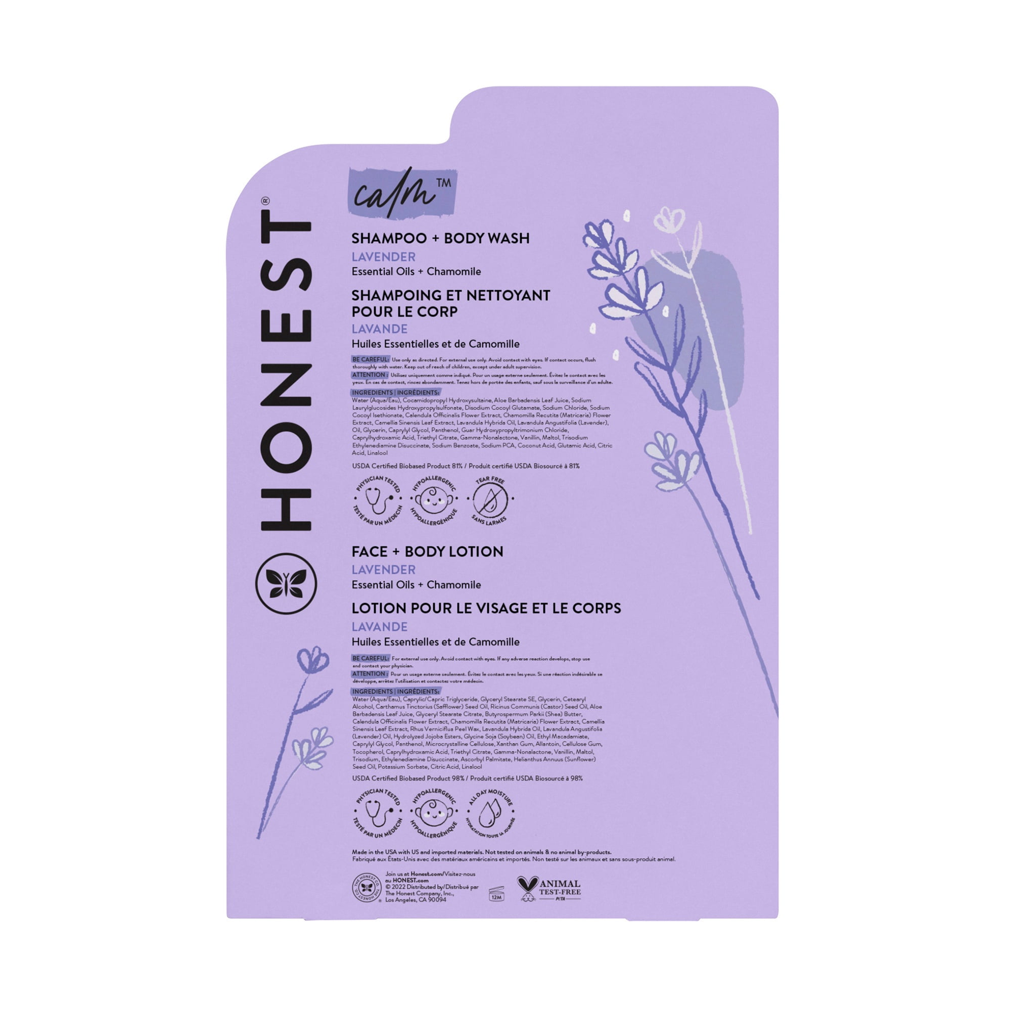 The Honest Company, Shampoo + Body Wash and Lotion Duo, Lavender, Calm, 18.5 Fl. Oz.
