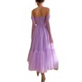 thumbnail image 3 of xiaxaixu Femmes Robe de Soirée Longue Robe Paillettes Bateau Cou Épaule Manches Longues Robe de Cocktail Maille Dos Nu Robe A-Ligne, 3 of 8