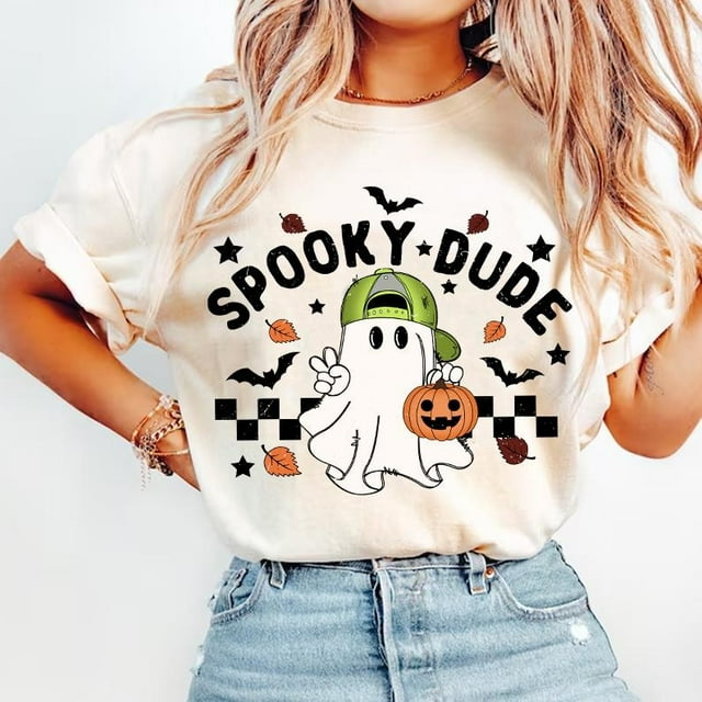 Chandail « Spooky Dude », Chandail d'Halloween avec Fantôme, Clip Art d'Halloween pour Garçon Enfant, Chandail d'Halloween pour Enfants, Chandail Rétro d'Halloween, Chandail d'Automne, Chandail de Saison Effrayante