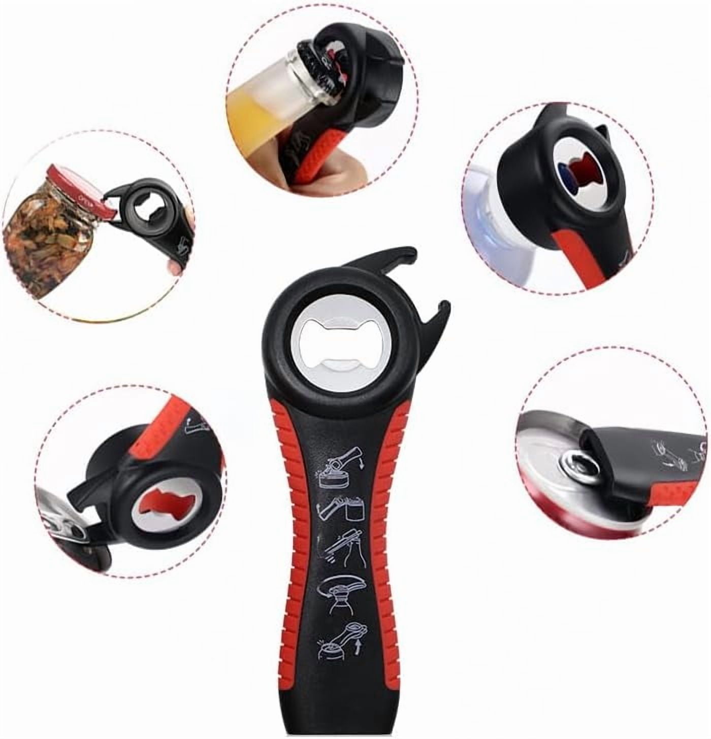 FRKSMD-2 Pack Jar and Bottle Opener Set, 6-in-1 Multi-Function Can Opener & 4-in-1 Jar Opener, Non-Slip Grip Lid Remover for Seniors, Arthritis, Weak Hands, Kitchen Bottle Cap & Ring Pull Opener